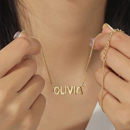 Personalized 3D Bubble Name Necklace