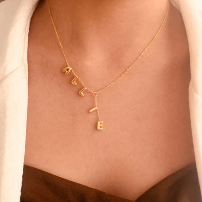 Lariat Y Necklace with Bubble Letters