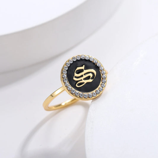 Vintage Smear Letter Enamel Ring