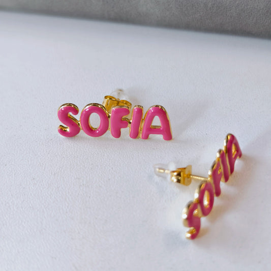 Personalized Enamel Name Earrings