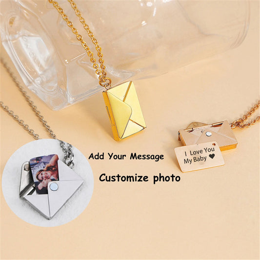 Personalized Envelope Photo Necklace