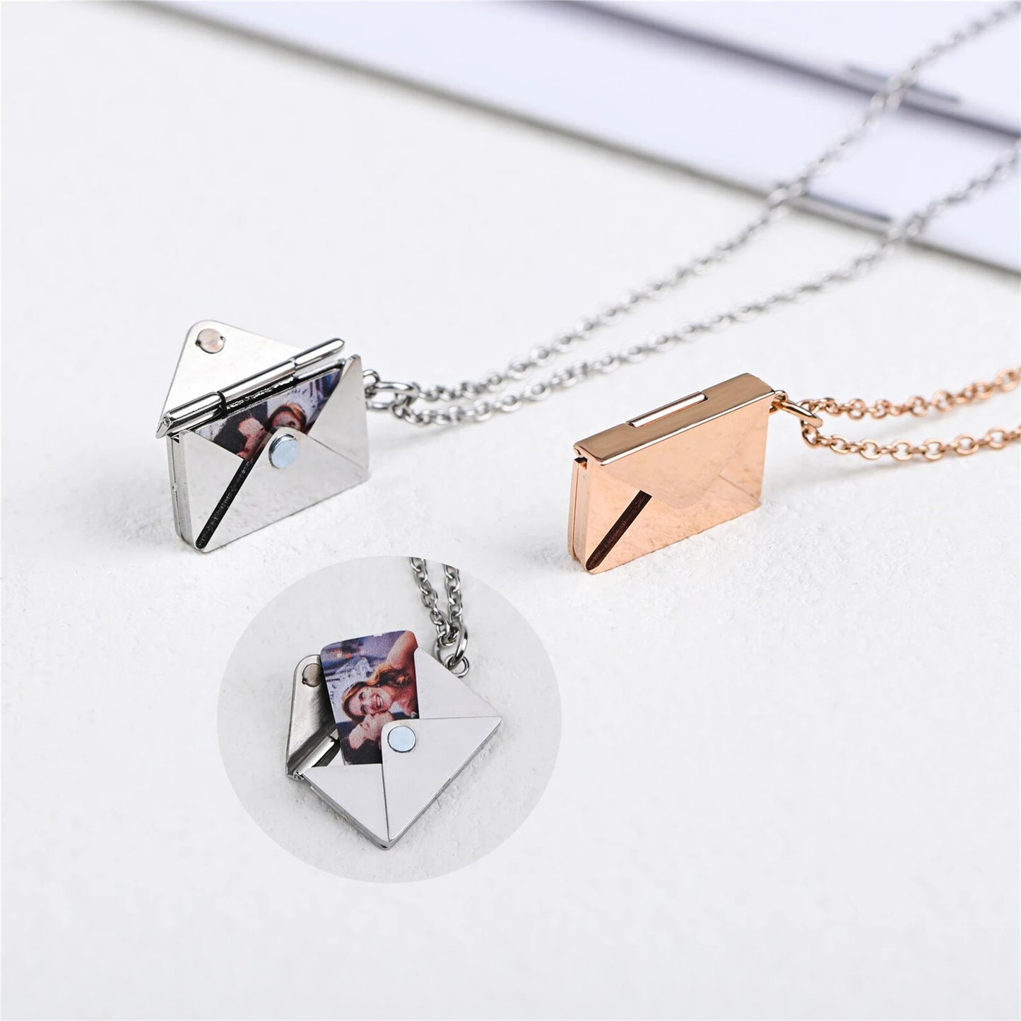 Personalized Envelope Photo Necklace